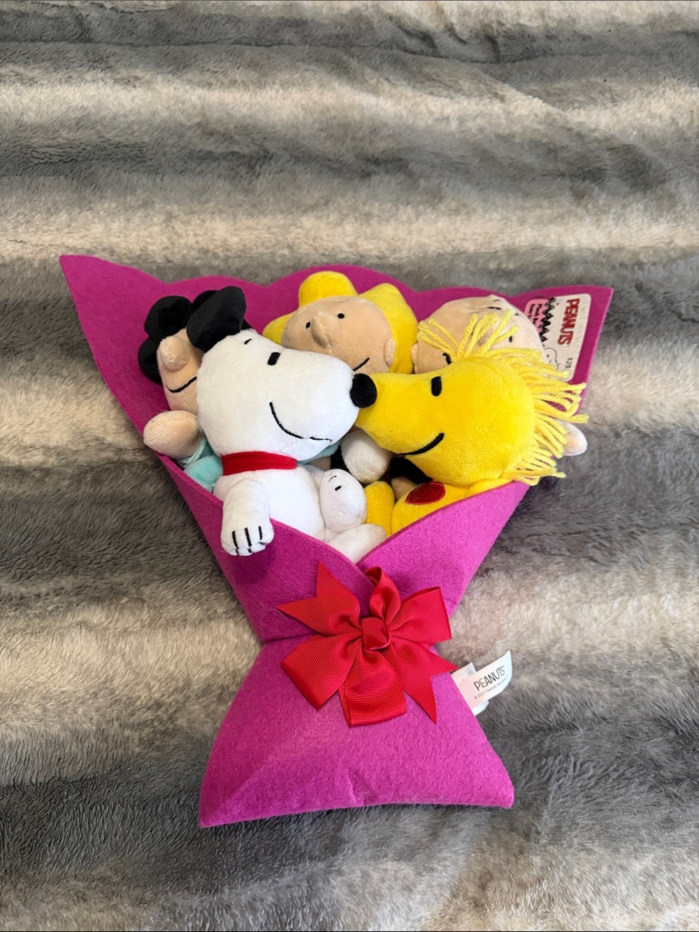Peanuts Plush Bouquet with Snoopy, Woodstock & Friends - Pink and Yellow
